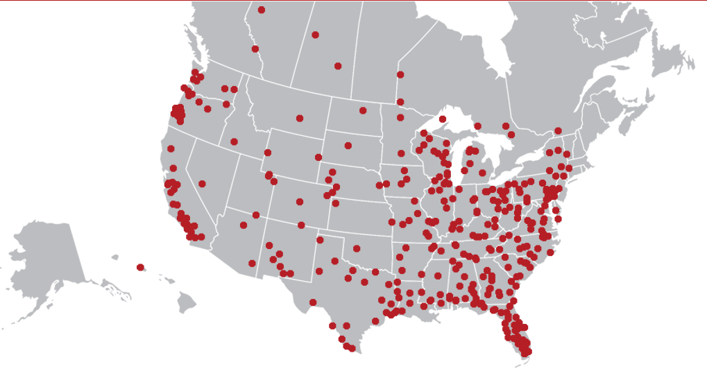 Red Lobster interactive map of locations